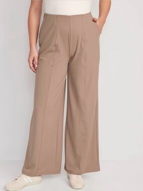 Old Navy Powersoft High Rise Wide Leg Pants Tan Pull On Womens Size XXL Tall NWT